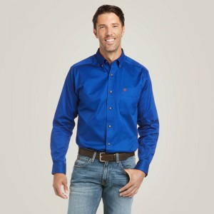 Ultramarine Ariat Solid Twill Fitted Shirt | 40VBWGAZE