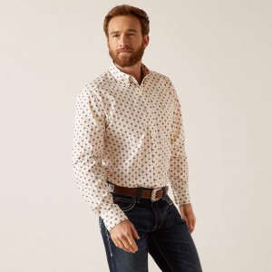 White/White Ariat Naten Fitted Shirt | 58VHWOYJQ