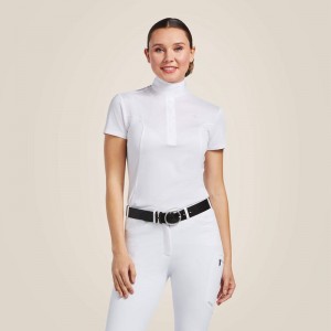 White Ariat Aptos Show Shirt | 37ELMHJAU