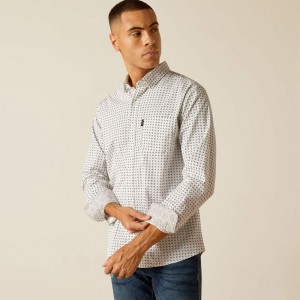 White Ariat Major Stretch Modern Fit Shirt | 49OSBAGQR