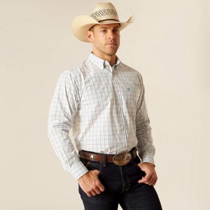 White Ariat Pro Series Ronnie Classic Fit Shirt | 40YGCWDLJ