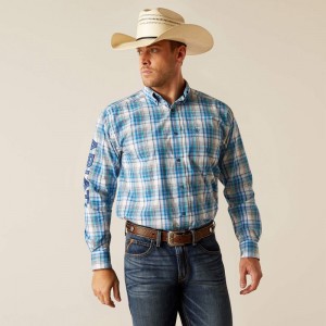 White Ariat Pro Series Team Griffen Classic Fit Shirt | 94DQWALBK