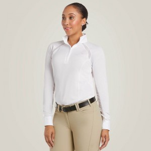 White Ariat Sunstopper Pro 2.0 Show Shirt | 35GLFDXBN