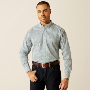 White Ariat Wrinkle Free Gage Classic Fit Shirt | 75INGJVXZ