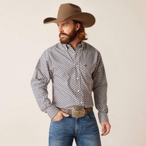 White Ariat Wrinkle Free Grayden Classic Fit Shirt | 21SLBDHOQ