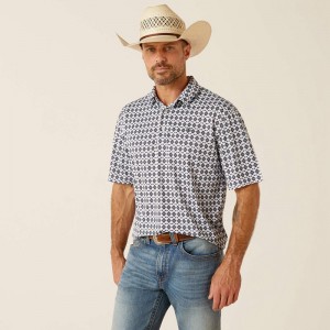 White Core Ariat All Over Print Polo | 01NIZHSLQ