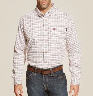 White Multi Ariat Fr Gauge Work Shirt | 29UKWIDFV