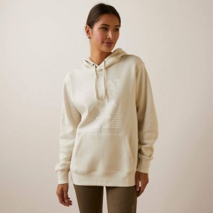 White Onyx Ariat Real Fading Lines Hoodie | 35FIAJRUL