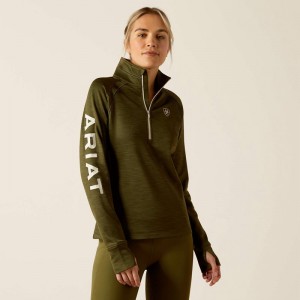 Winter Moss Ariat Tek Team 1/2 Zip Sweatshirt | 34BKIRPFL