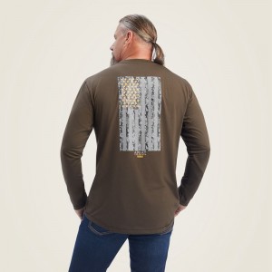 Wren Ariat Rebar Workman Reflective Flag Graphic T-Shirt | 72IGPJNCA