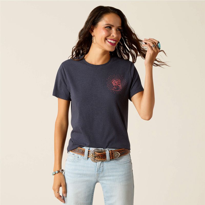 Admiralty Blue Heather Ariat Genuine T-Shirt | 26ADWCZGK