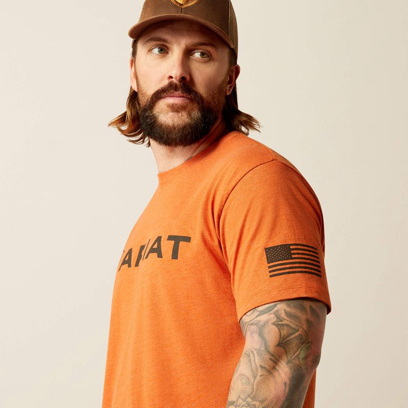 Adobe Heather Ariat Shield Flag T-Shirt | 50VCRUBMX