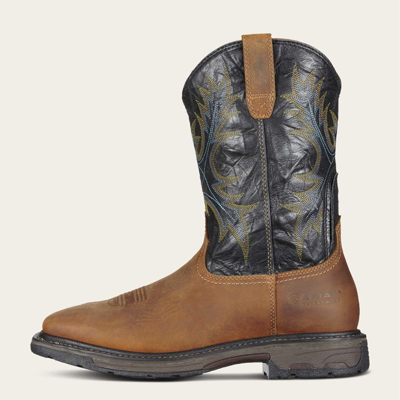 Aged Bark Ariat Workhog Wide Square Toe Waterproof Steel Toe Work Boot | 03KGSIJVL