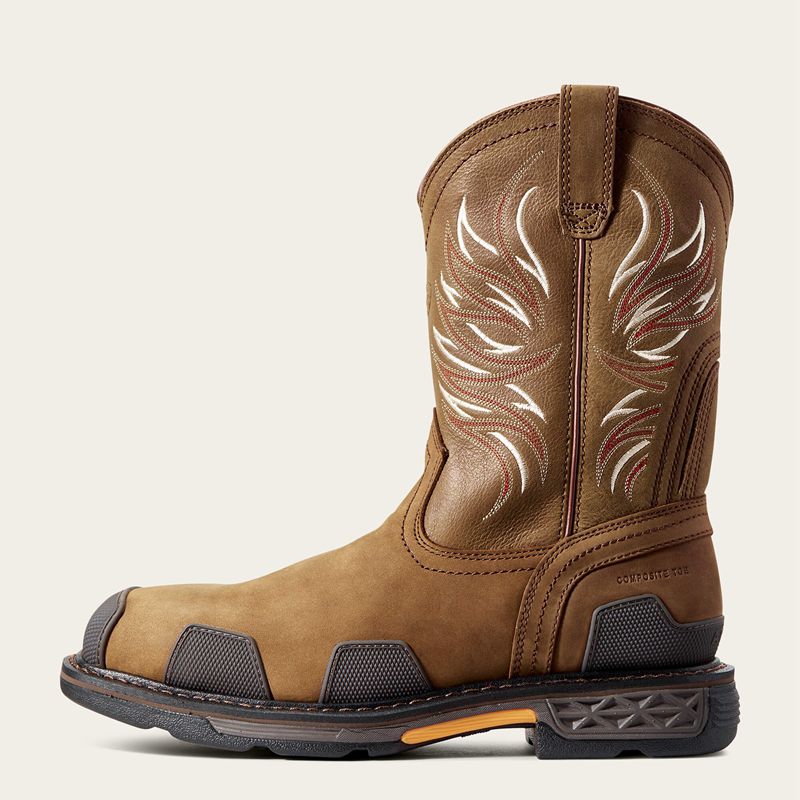 Alamo Brown Ariat Overdrive Wide Square Toe Composite Toe Work Boot | 05VSMRKJI