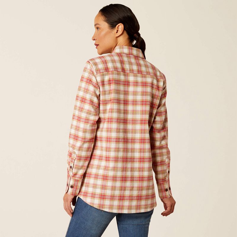 Almond Milk Ariat Rebar Flannel Durastretch Work Shirt | 16GLAMWSV