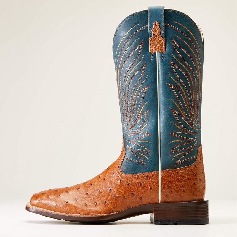 Antique Tan Full Quill Ostrich Ariat Brandin' Ultra Western Boot | 75GLKSXJY