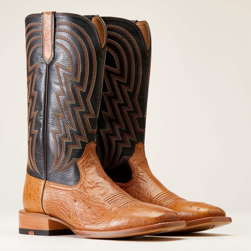 Antique Tan Smooth Quill Ostri Ariat Haywire Cowboy Boot | 53XYHTAUP