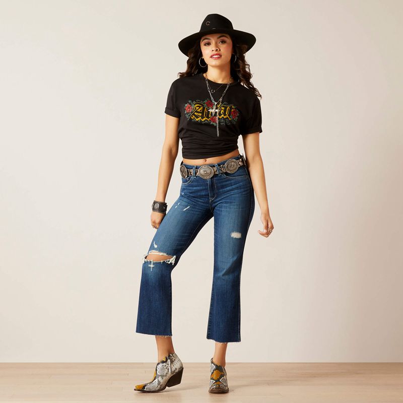 Athena Ariat High Rise Caroly Flare Crop Jean | 79WMNKRST