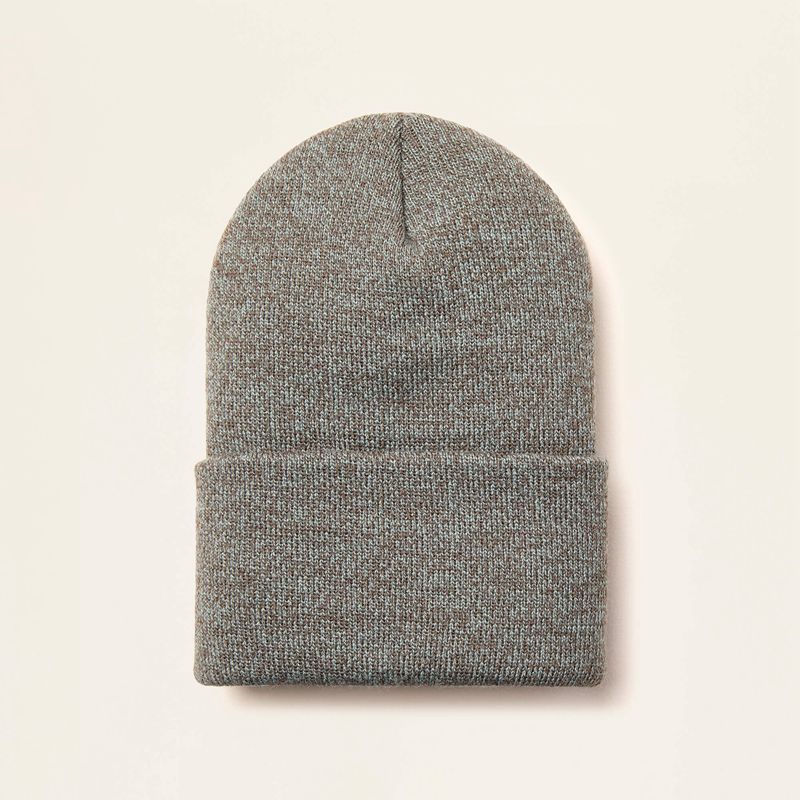 Balsam Green/Dark Grey Ariat American Outdoors Patch Beanie | 70FUDKVTG