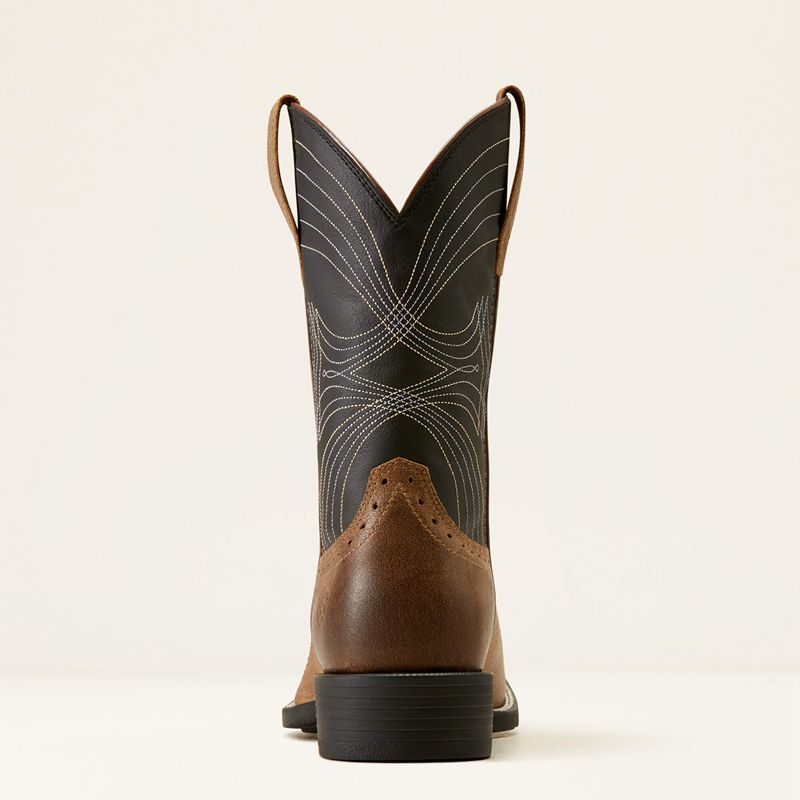 Barley Brown/Matte Black Ariat Sport Wide Square Toe Cowboy Boot | 54ABTZNKF