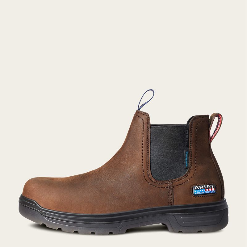 Barley Brown Ariat Turbo Chelsea Usa Assembled Waterproof Carbon Toe Work Boot | 24EPTIFGH