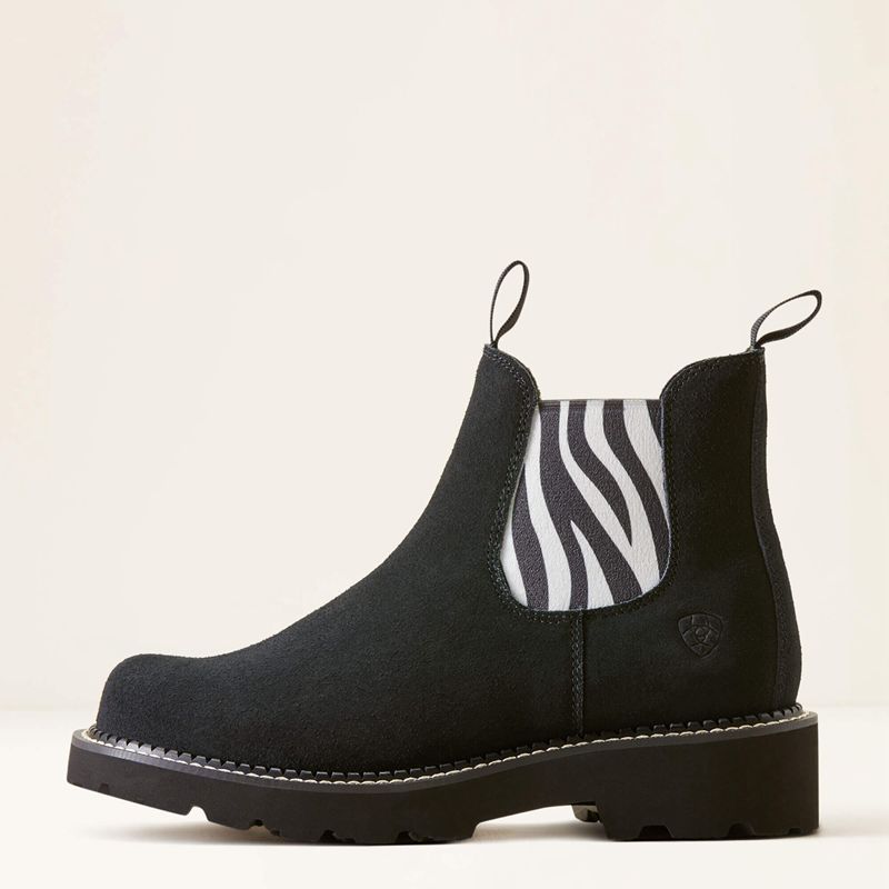 Beduino Black/Zebra Print Ariat Fatbaby Chelsea Western Boot | 32QIJSTXF