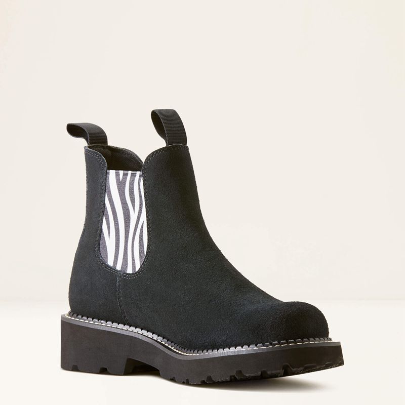 Beduino Black/Zebra Print Ariat Fatbaby Chelsea Western Boot | 32QIJSTXF