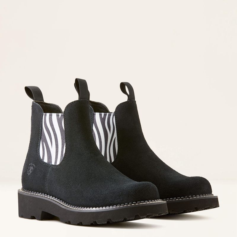 Beduino Black/Zebra Print Ariat Fatbaby Chelsea Western Boot | 32QIJSTXF