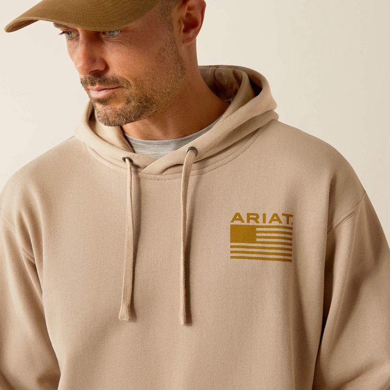 Beige Ariat Camo Hex Hoodie | 30DQASMCX