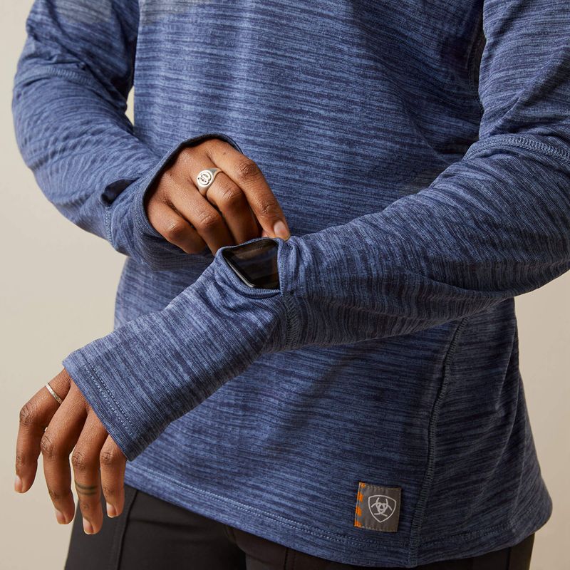 Bjou Blue Ariat Rebar Gridwork Baselayer 1/4 Zip T-Shirt | 27GZSFLAR