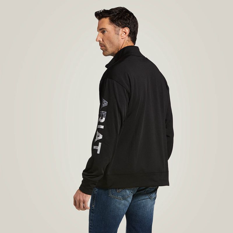 Black/Americana Ariat Team Logo 1/4 Zip Sweatshirt | 81FLZGMYB