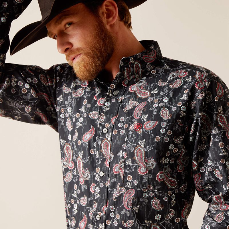 Black/Black Ariat Norward Fitted Shirt | 64XFGCKQV