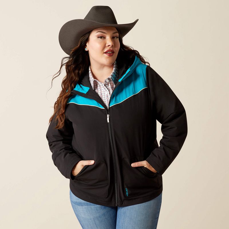 Black/Capri Breeze Ariat Pioneer Stretchshell Jacket | 39DLKUOFY