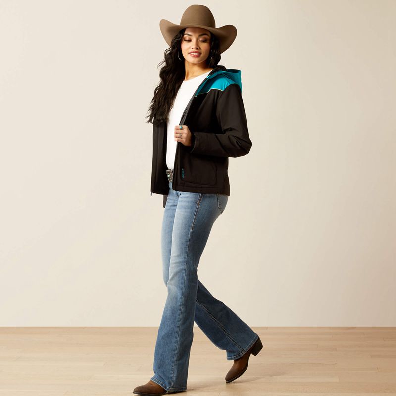 Black/Capri Breeze Ariat Pioneer Stretchshell Jacket | 39DLKUOFY