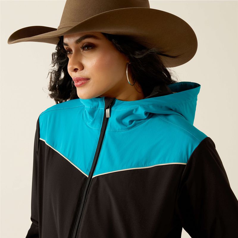 Black/Capri Breeze Ariat Pioneer Stretchshell Jacket | 39DLKUOFY