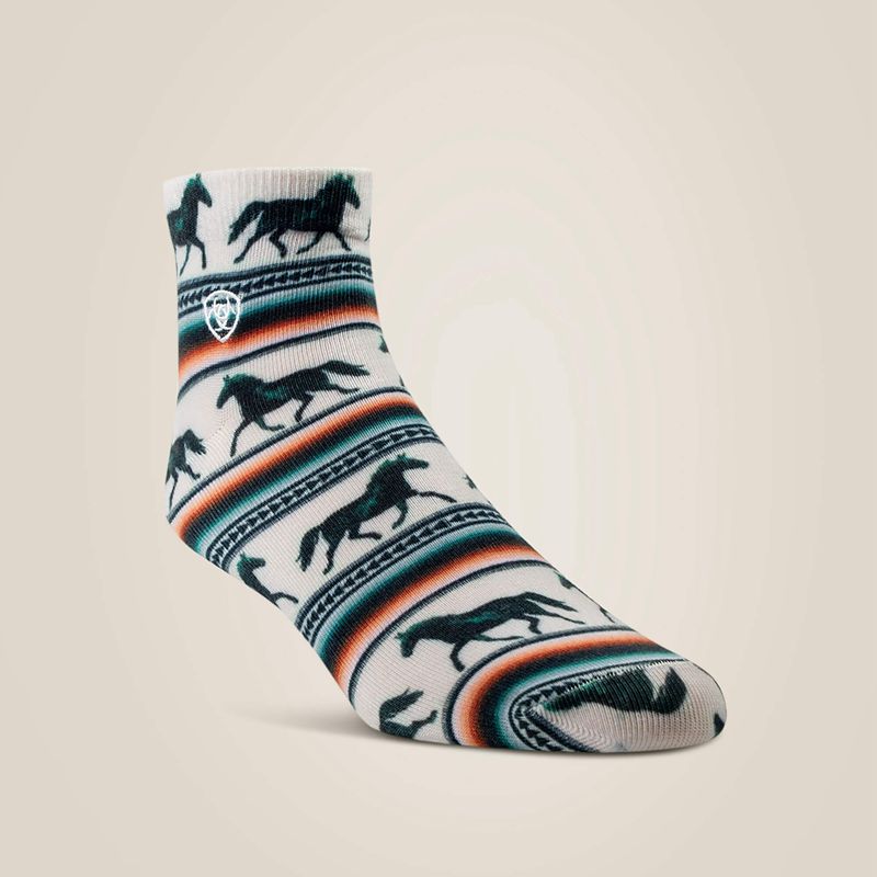 Black/Cream/Serape Ariat Serape Horseprint Qtr Crew 2 Pair Multi Color Pack | 50BJALOSR