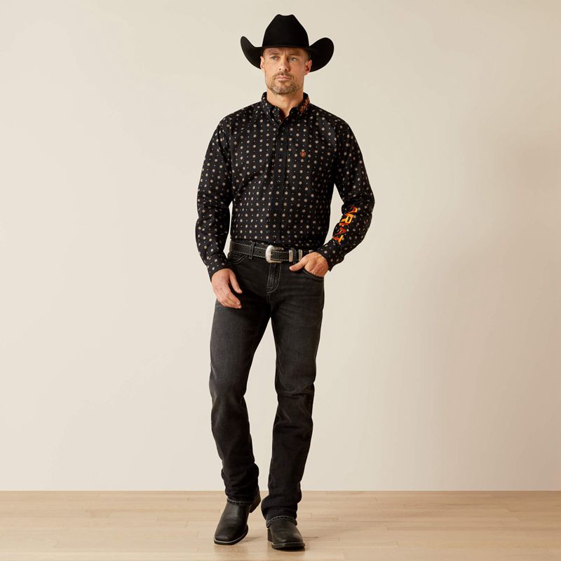 Black/Dark Grey Ariat Team Kelvin Classic Fit Shirt | 19XVPUMZB