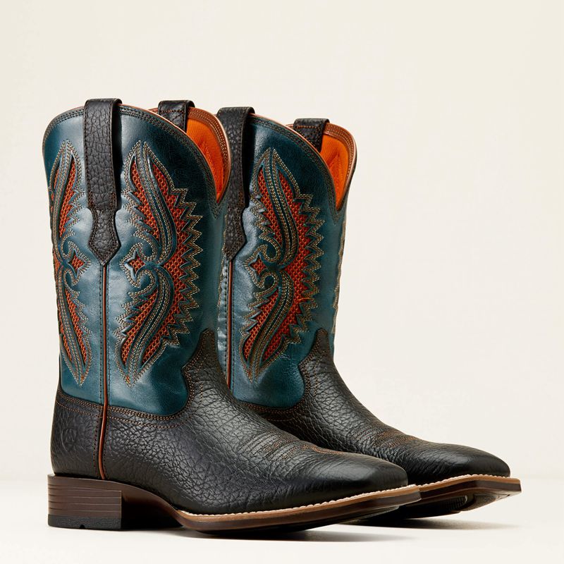 Black/Dark Teal Ariat Rowder Venttek 360° Cowboy Boot | 23HXMKDET