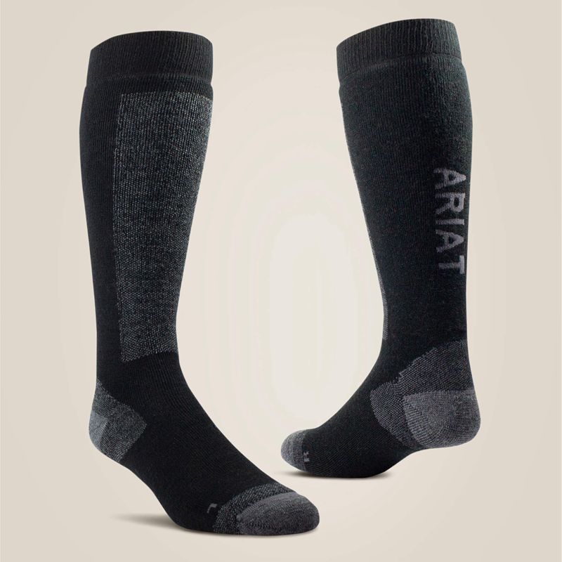 Black/Grey Ariat Tek Merino Socks | 75QELXKFU