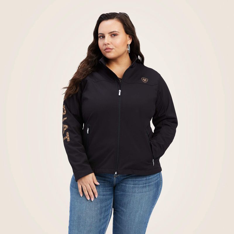 Black/Leopard Ariat New Team Softshell Jacket | 92IPFOUWA