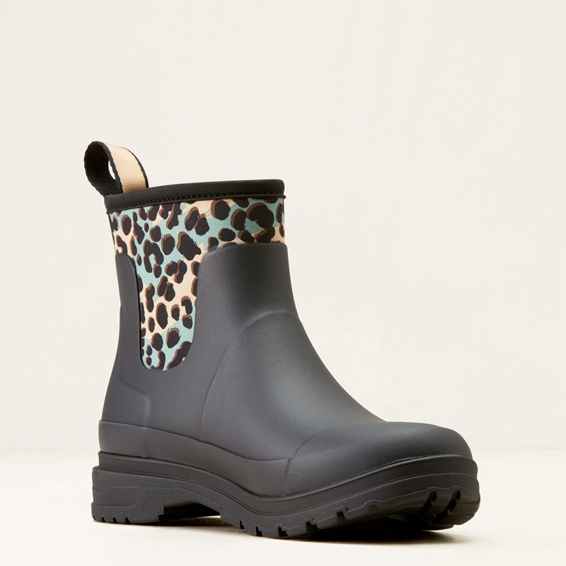 Black/Leopard Camo Ariat Kelmarsh Shortie Rubber Boot | 53RQUJLNW