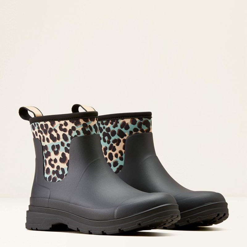 Black/Leopard Camo Ariat Kelmarsh Shortie Rubber Boot | 53RQUJLNW