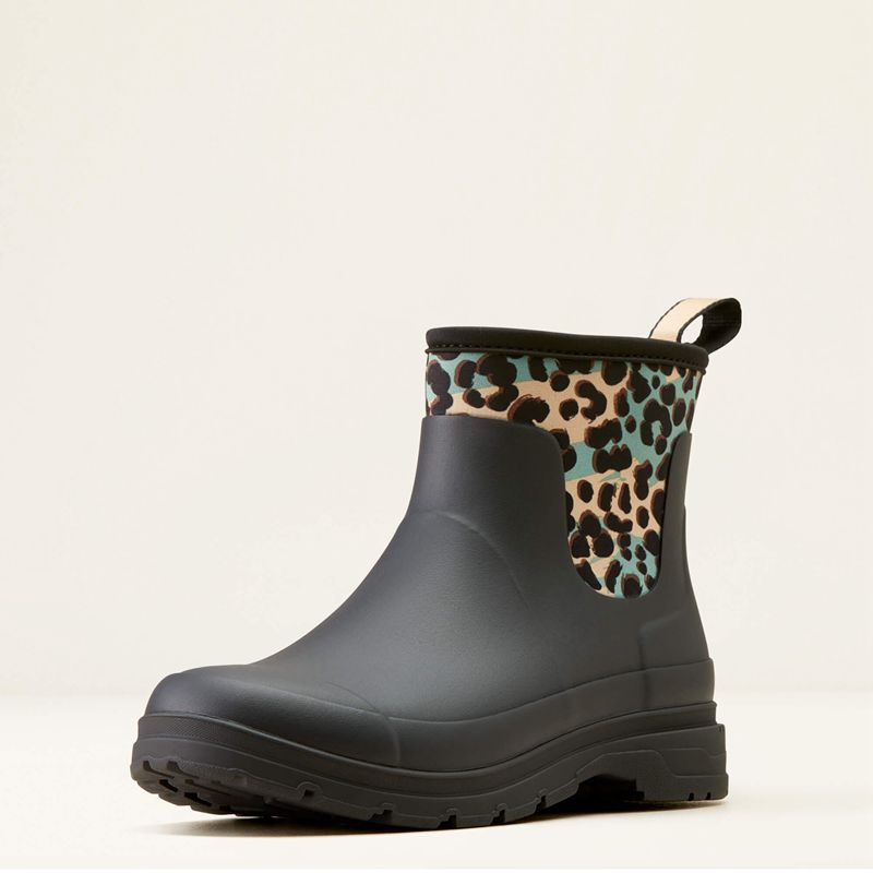 Black/Leopard Camo Ariat Kelmarsh Shortie Rubber Boot | 53RQUJLNW