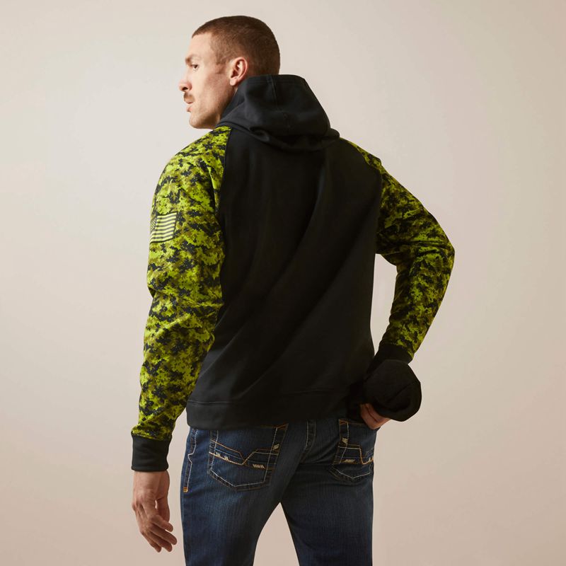 Black/Lime Camo Ariat Fr Durastretch Patriot Hoodie | 94IVXKFPY