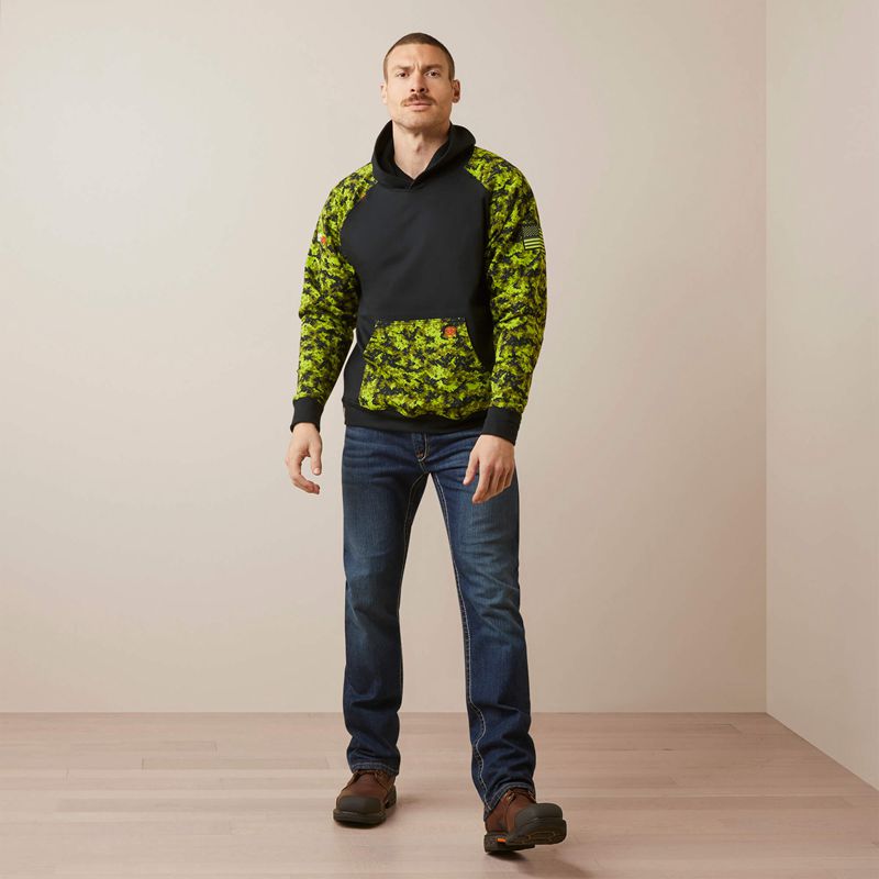 Black/Lime Camo Ariat Fr Durastretch Patriot Hoodie | 94IVXKFPY