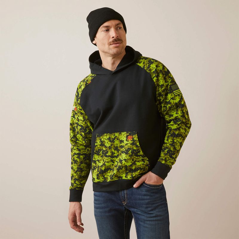 Black/Lime Camo Ariat Fr Durastretch Patriot Hoodie | 94IVXKFPY