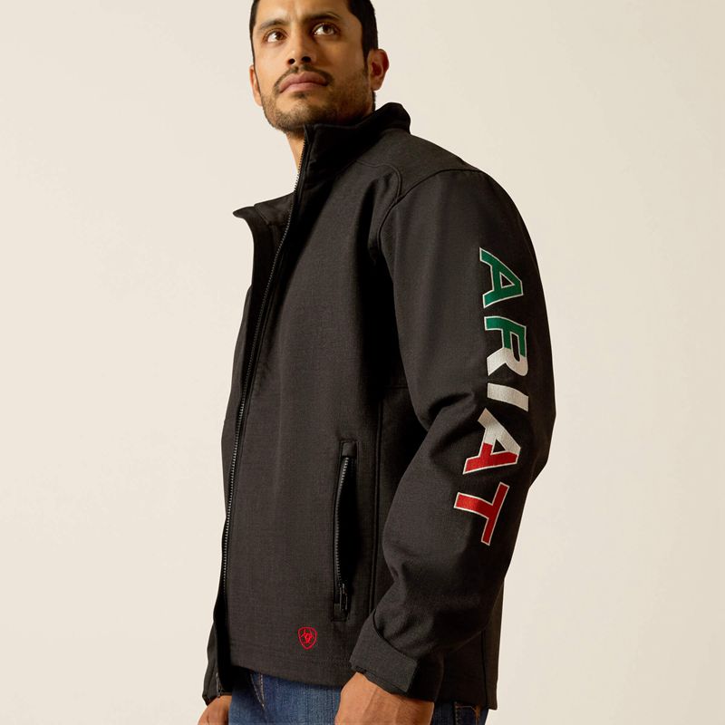 Black/Mexico Ariat Fr Team Logo Softshell Jacket | 78WKPYXCF