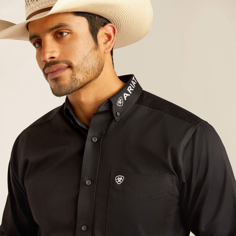 Black/Mexico Ariat Team Logo Twill Fitted Shirt | 35DGZLPEC