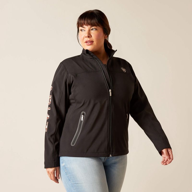 Black/Pony Ariat New Team Softshell Jacket | 46EPCFTUO