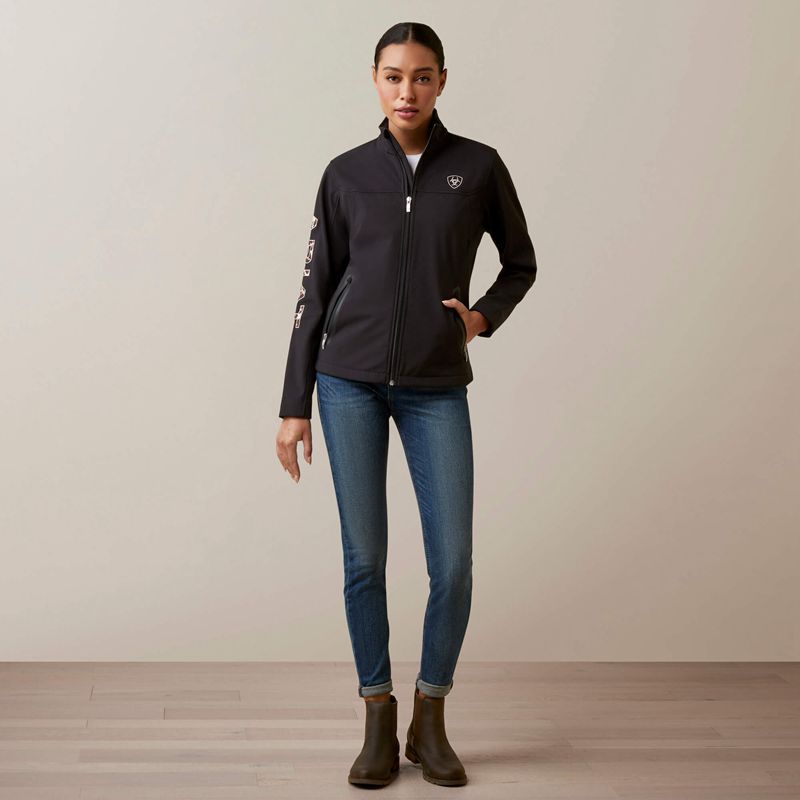 Black/Pony Ariat New Team Softshell Jacket | 46EPCFTUO